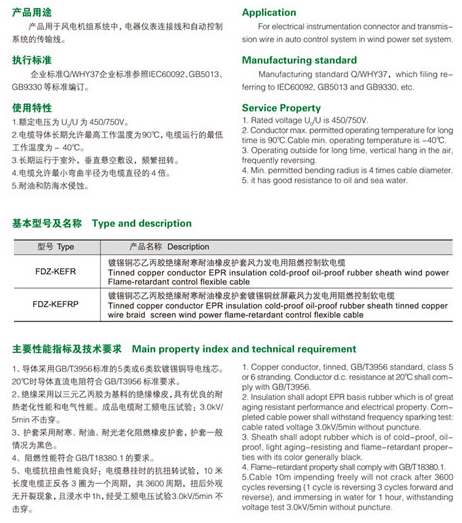 FDZ-YEFR FDZ-KEFR FDZ-KEFRP风力发电移动用耐低温耐扭转电缆 